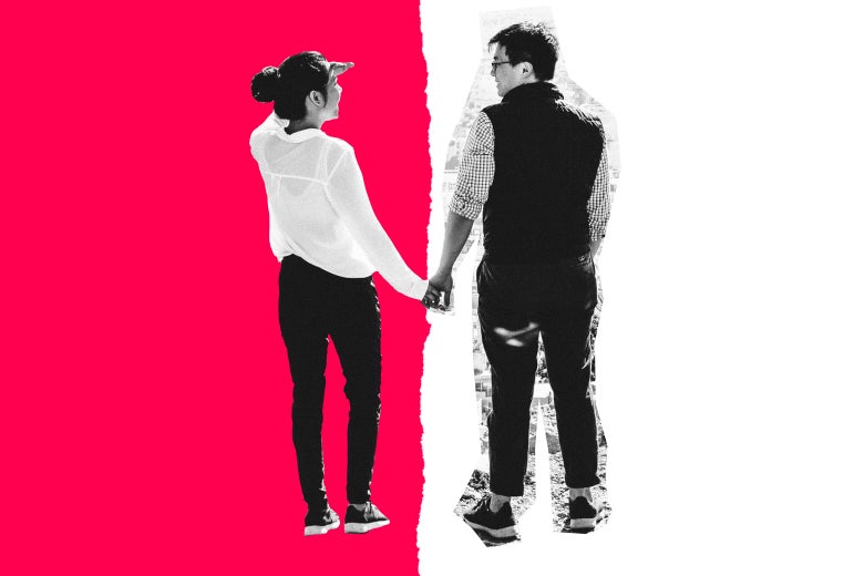 A couple with a clear split
